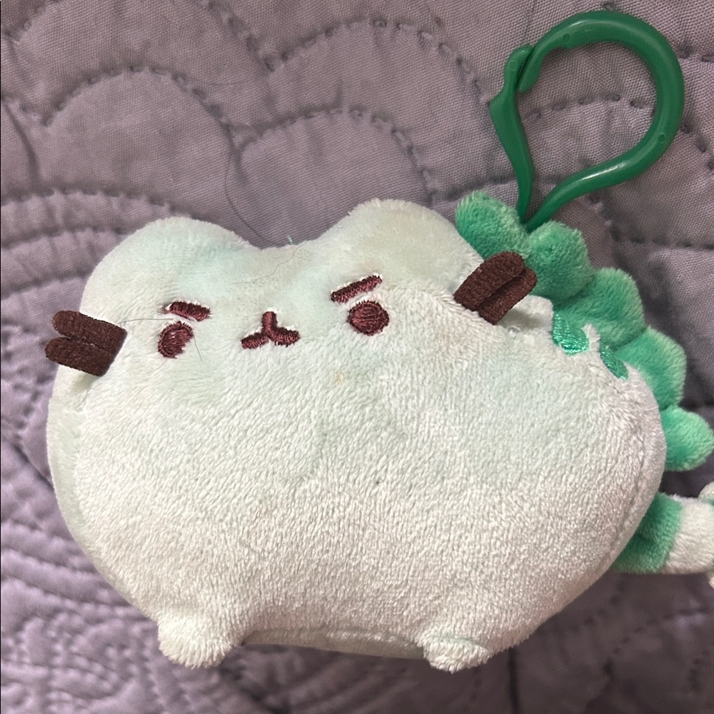Pusheen Pusheenosaurus Dinosaur Cat Plush Backpack Clip, Green, 4.5"